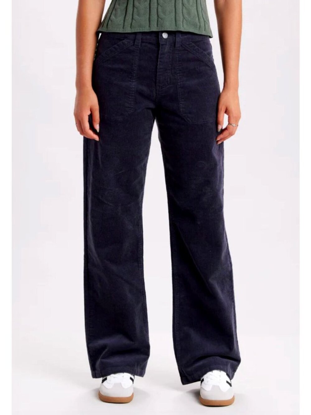 Marcie Corduroy Mid-Rise Wide Leg Pants Black Size 4/27 Trousers Slacks Cords